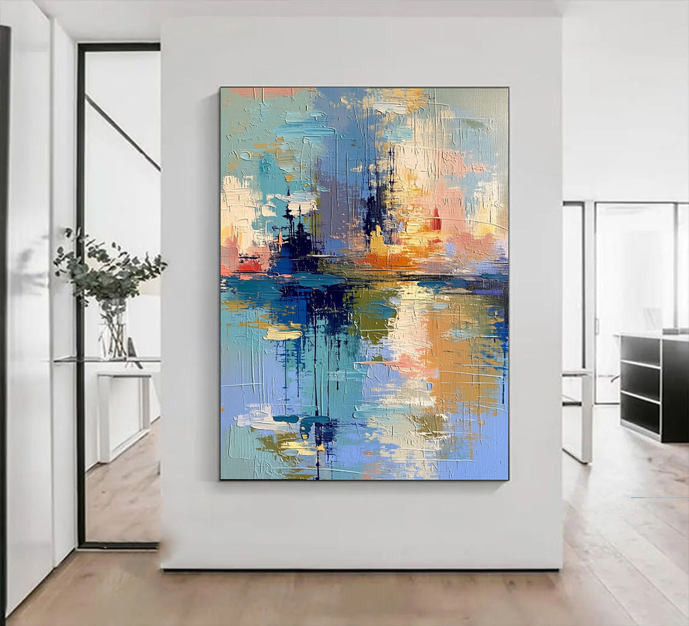 Impressionist Art | Harbor Light Reflections Soft Landscape Canvas Wall Art