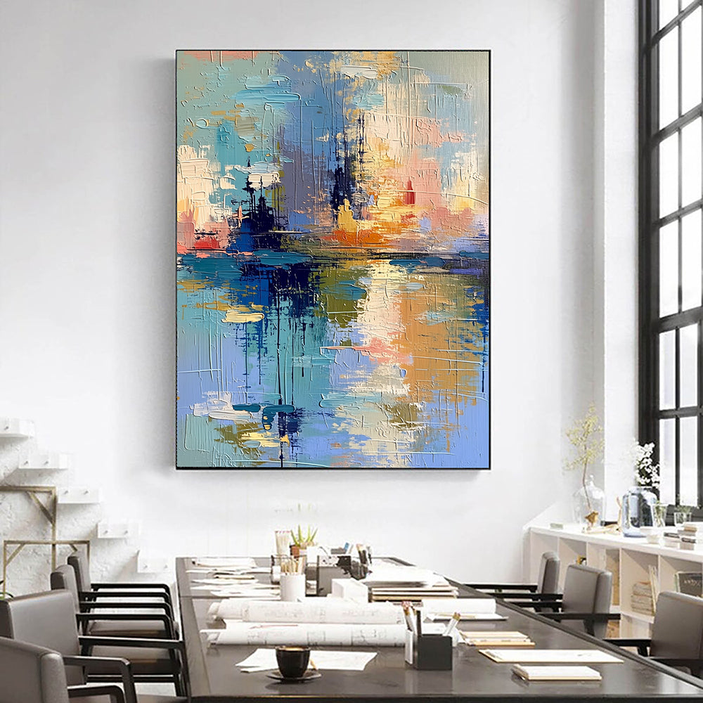 Impressionist Art | Harbor Light Reflections Soft Landscape Canvas Wall Art