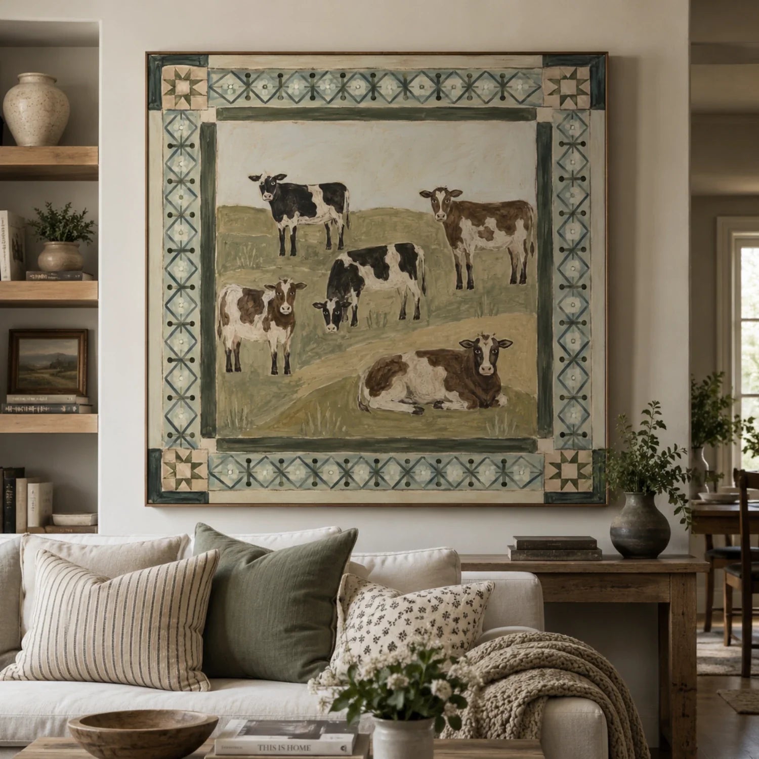 Vintage Americana Art | Pasture Herd Scene Rustic Living Room Wall Art