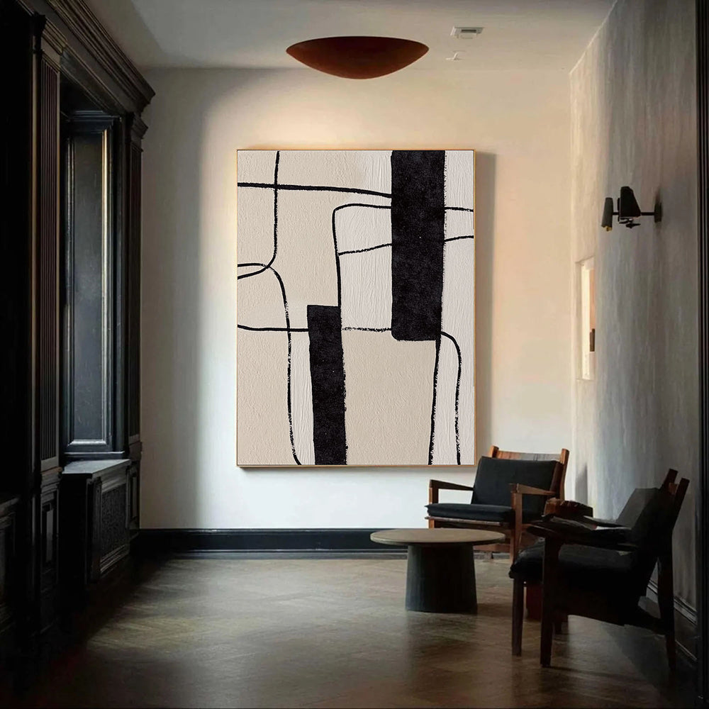 Abstract Art | Minimal Black Grid Modern Abstract Wall Decor