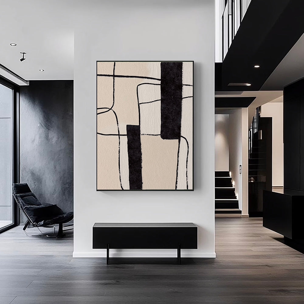 Abstract Art | Minimal Black Grid Modern Abstract Wall Decor
