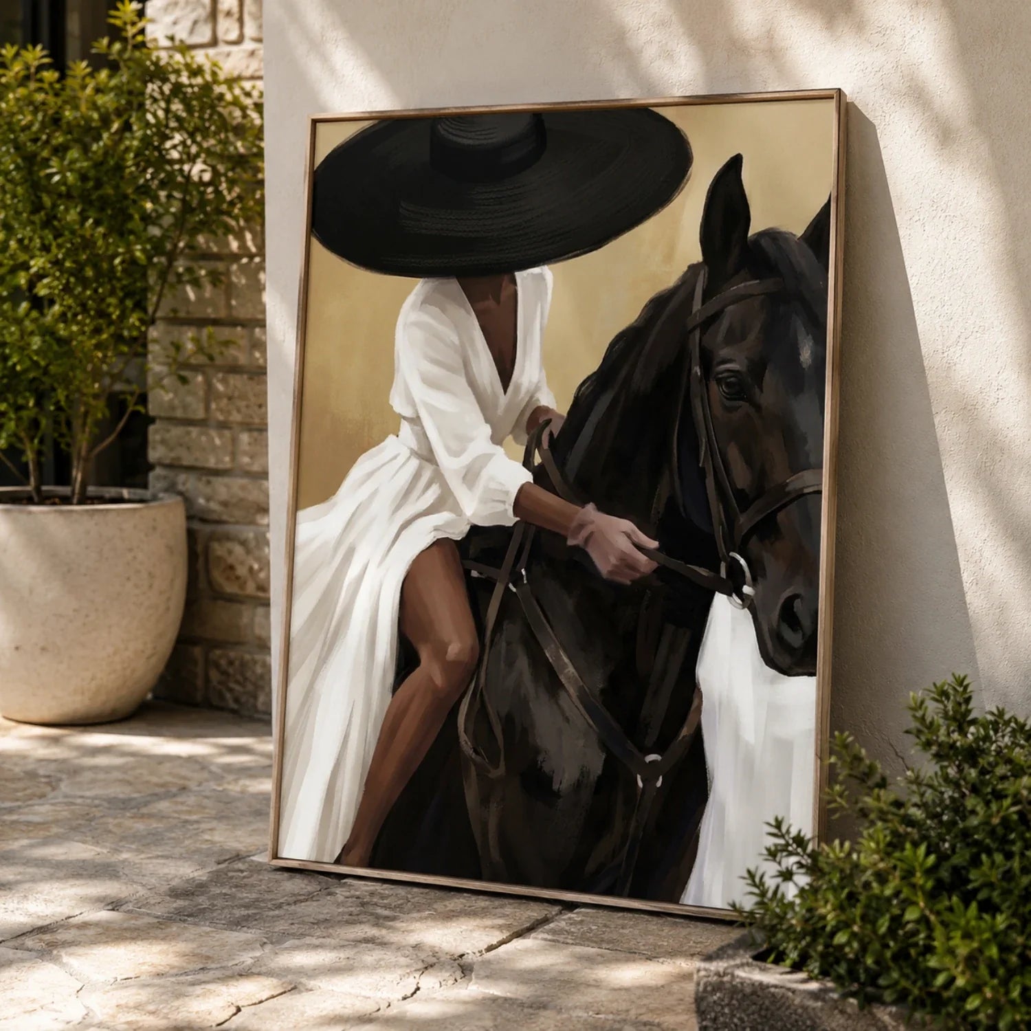 Vintage Americana Art | Hat & Dark Steed Rustic Living Room Wall Art