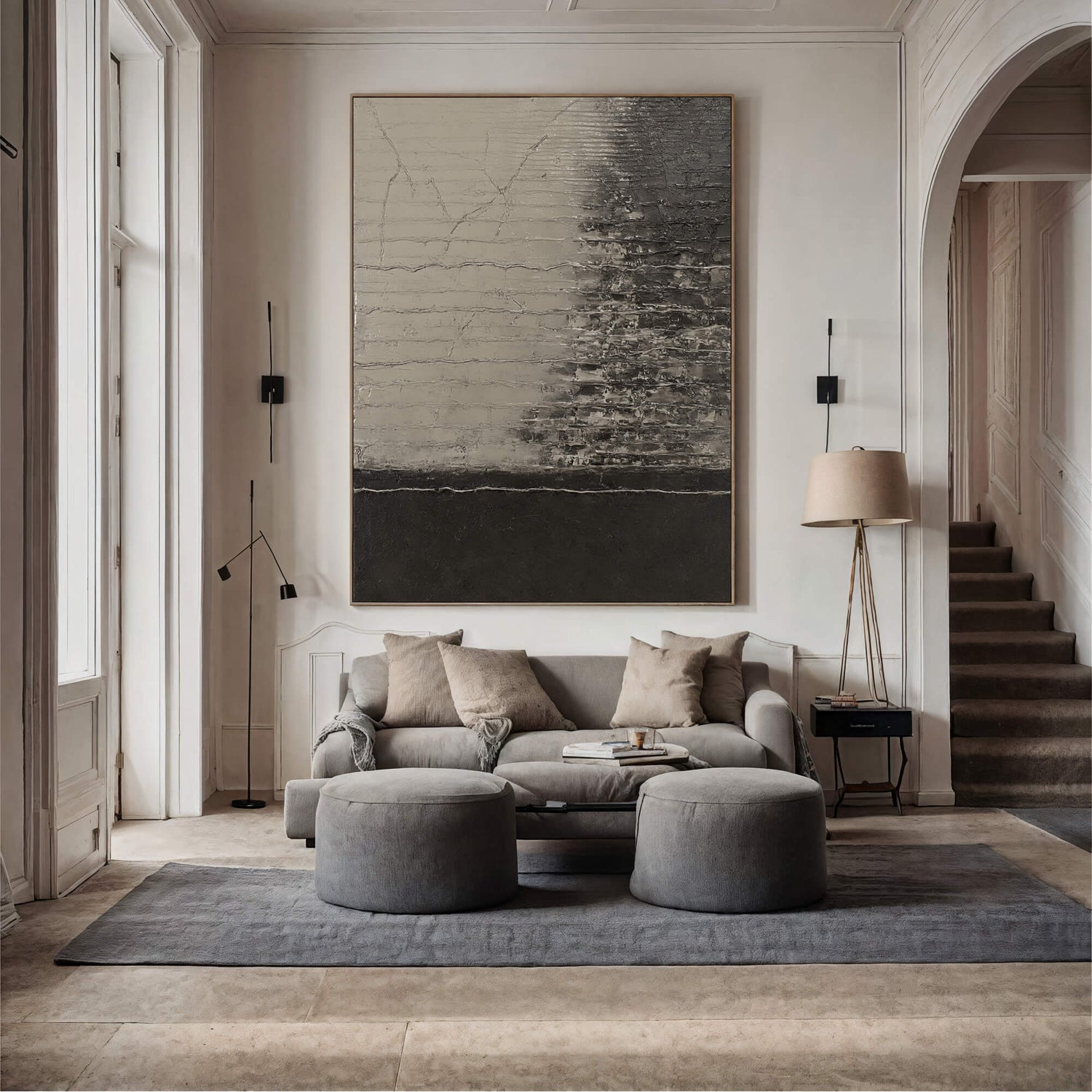 Wabi-Sabi Art | Monochrome Cracked Strata Weathered Textured Wall Art