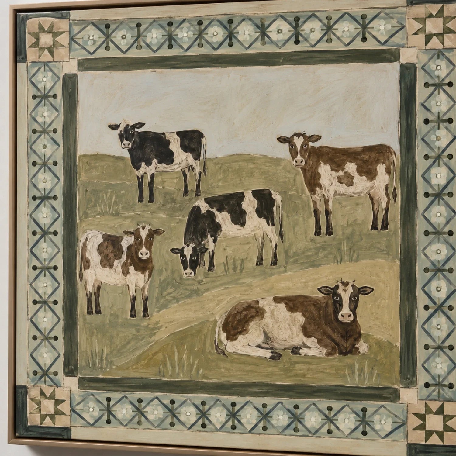 Vintage Americana Art | Pasture Herd Scene Rustic Living Room Wall Art