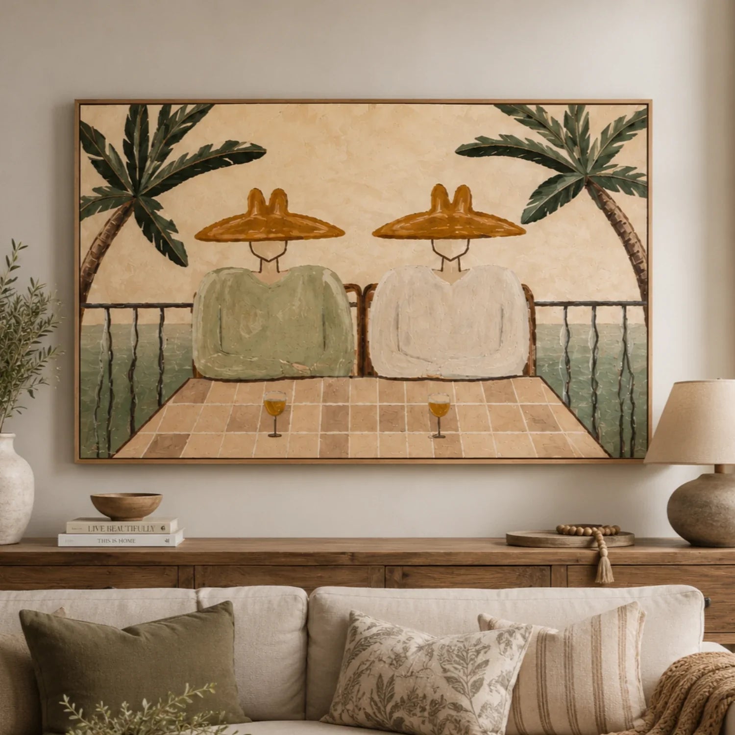 Vintage Americana Art | Ocean Balcony Toast Western Lifestyle Wall Decor