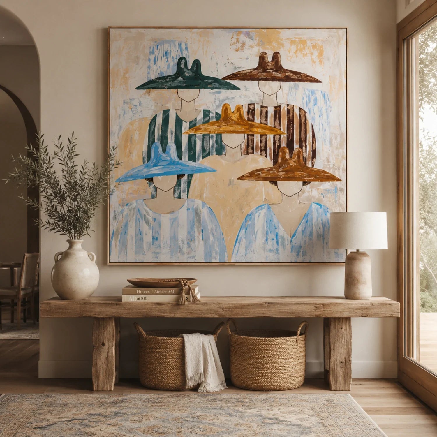 Vintage Americana Art | Five Hat Gathering Cowboy Western Wall Art
