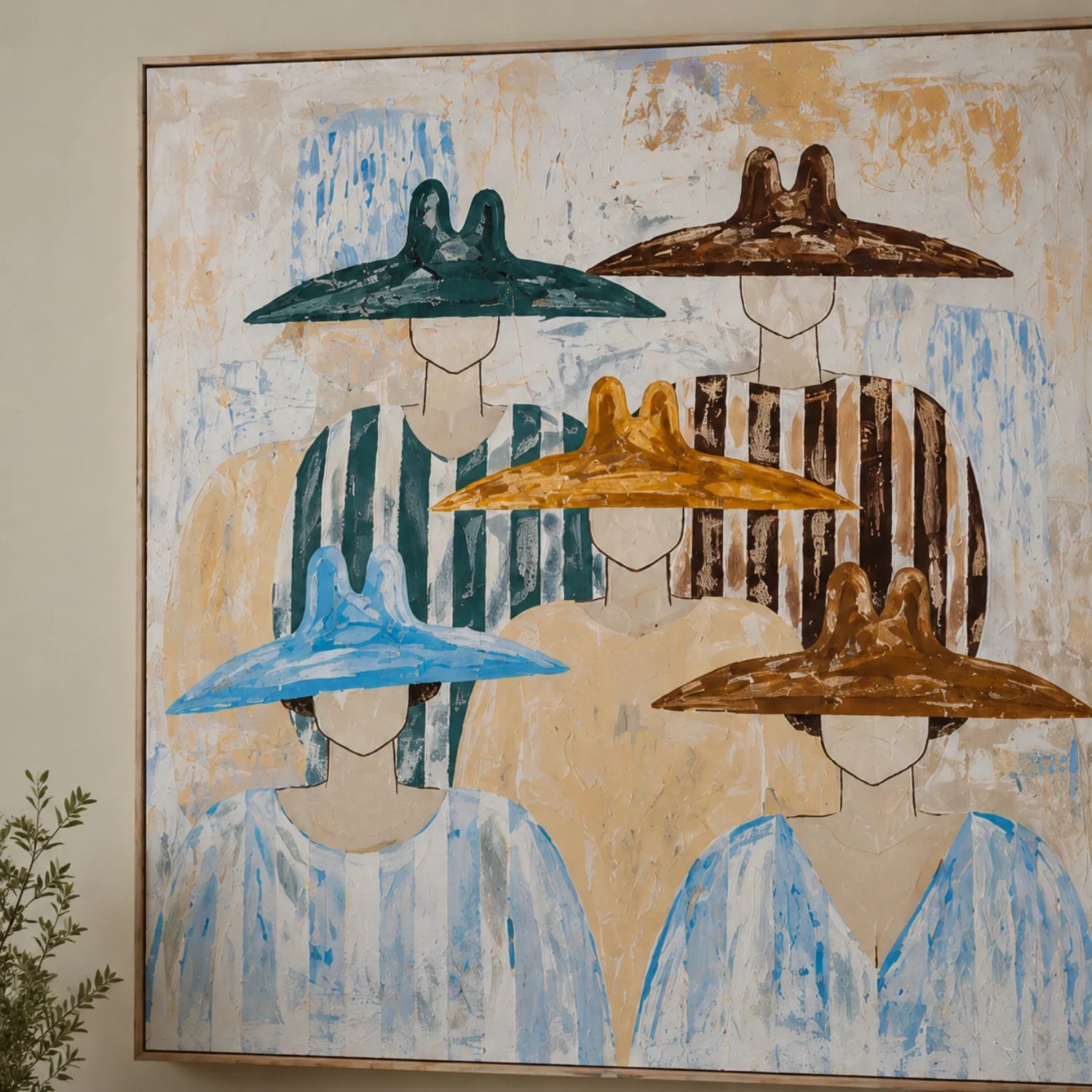 Vintage Americana Art | Five Hat Gathering Cowboy Western Wall Art