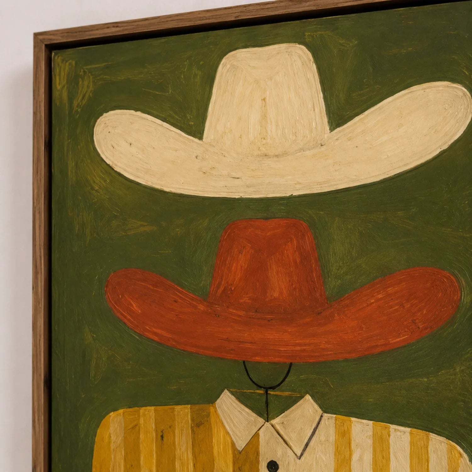 Vintage Americana Art | Dual Cowboy Hats Western Canvas Wall Decor