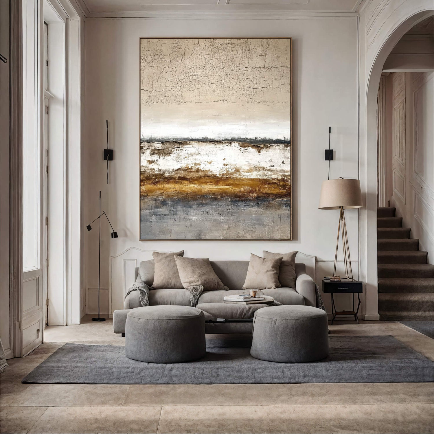 Wabi-Sabi Art | Cracked Horizon Layers Weathered Textured Wall Art