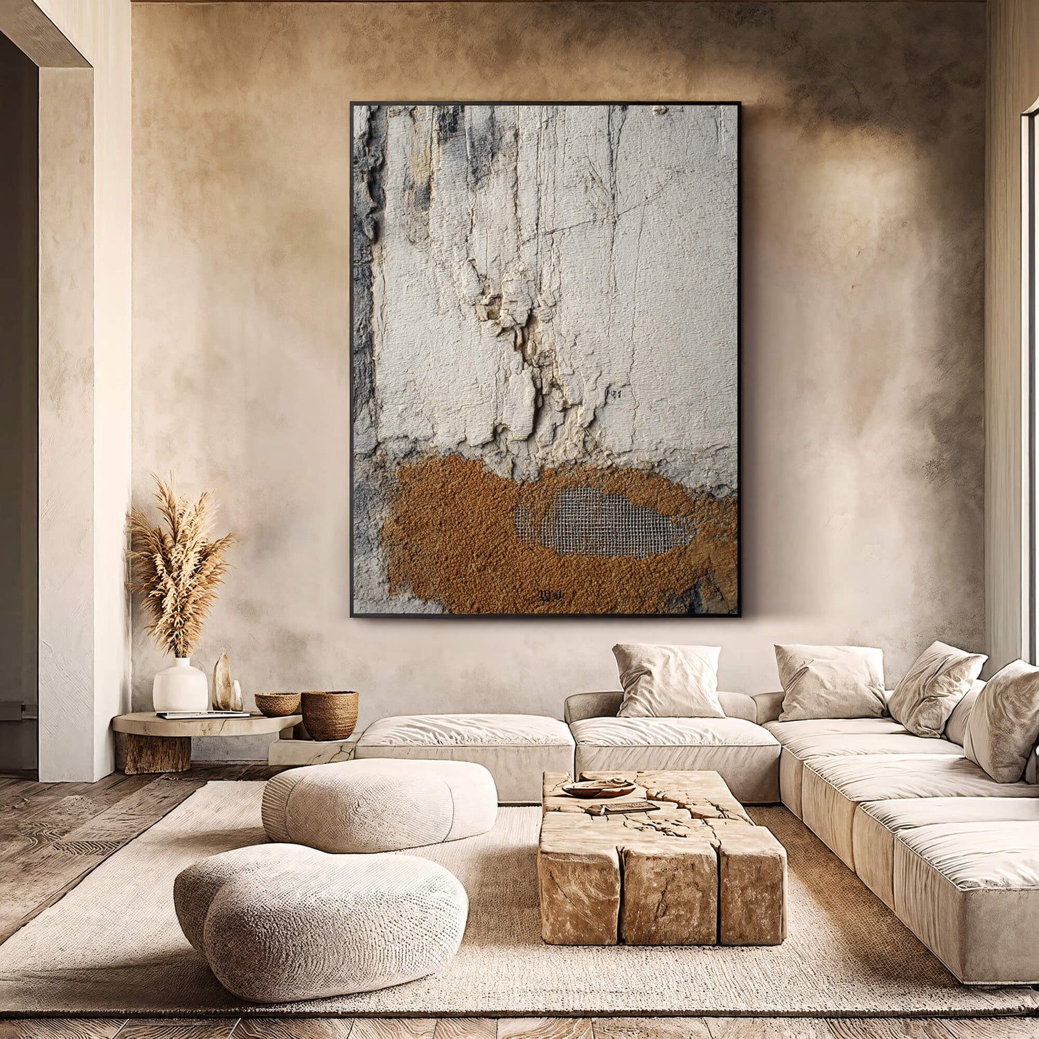 Wabi-Sabi Art | Exposed Mesh Patina Weathered Textured Wall Art