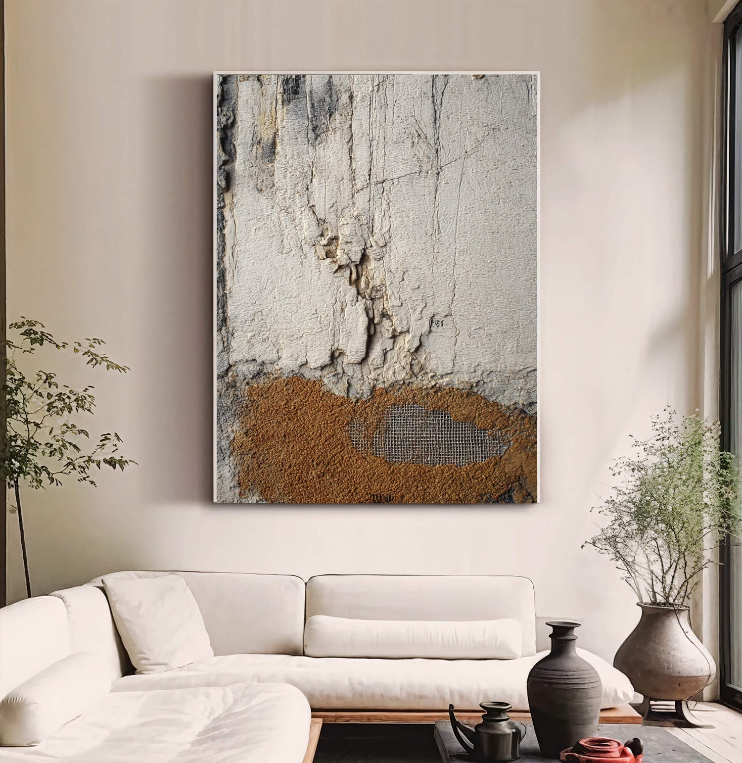 Wabi-Sabi Art | Exposed Mesh Patina Weathered Textured Wall Art