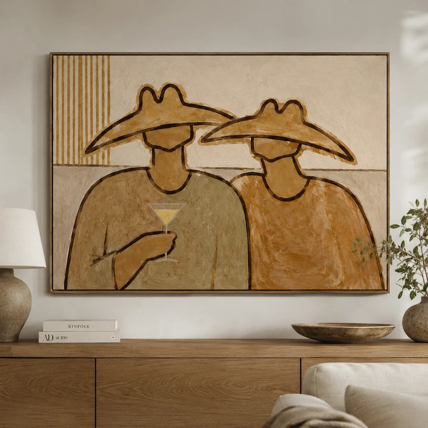 Vintage Americana Art | Hat Pair Toast Western Lifestyle Wall Decor