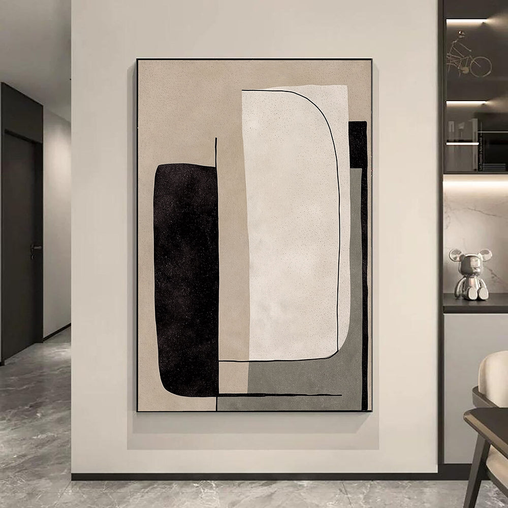 Abstract Art | Neutral Curve Blocks Modern Abstract Wall Decor