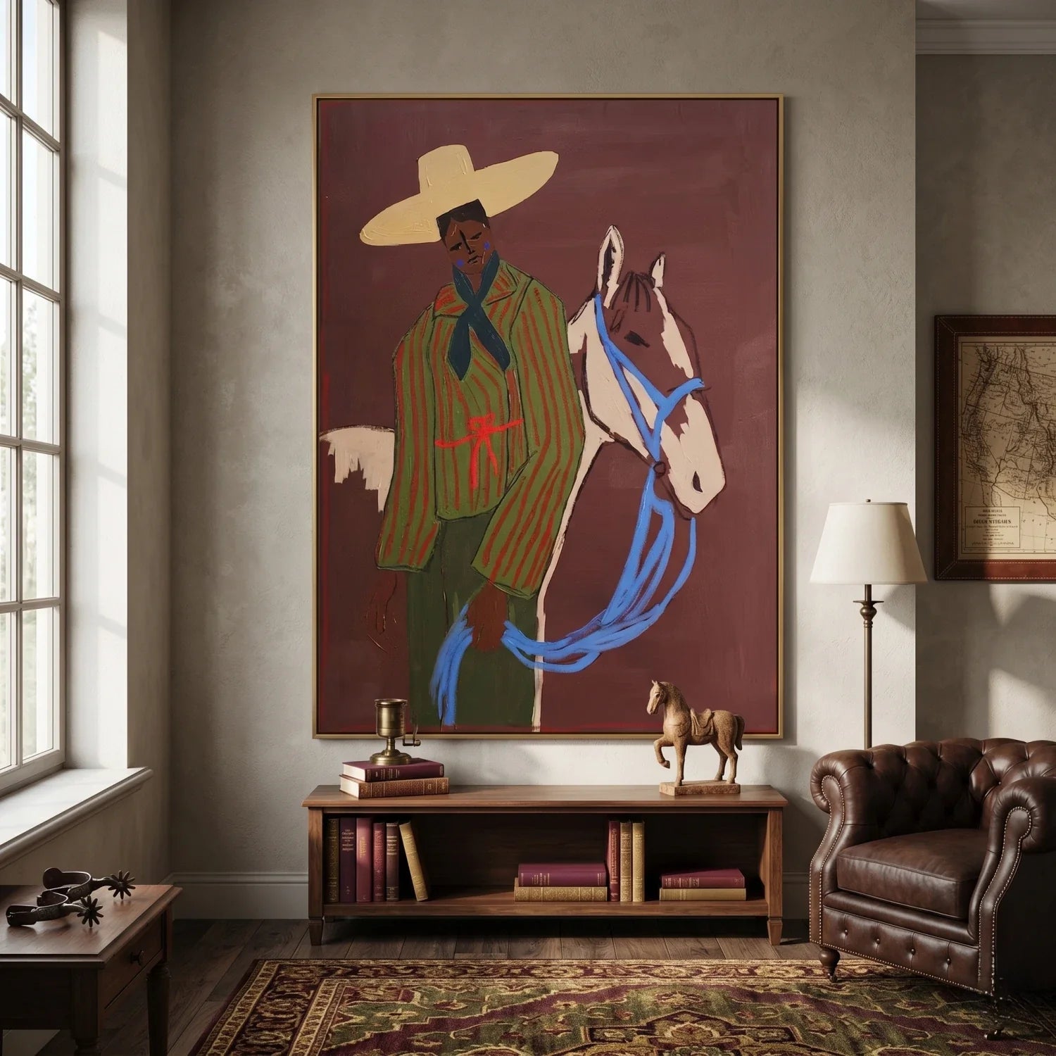 Vintage Americana Art | Dusken Reins Western Canvas Wall Decor