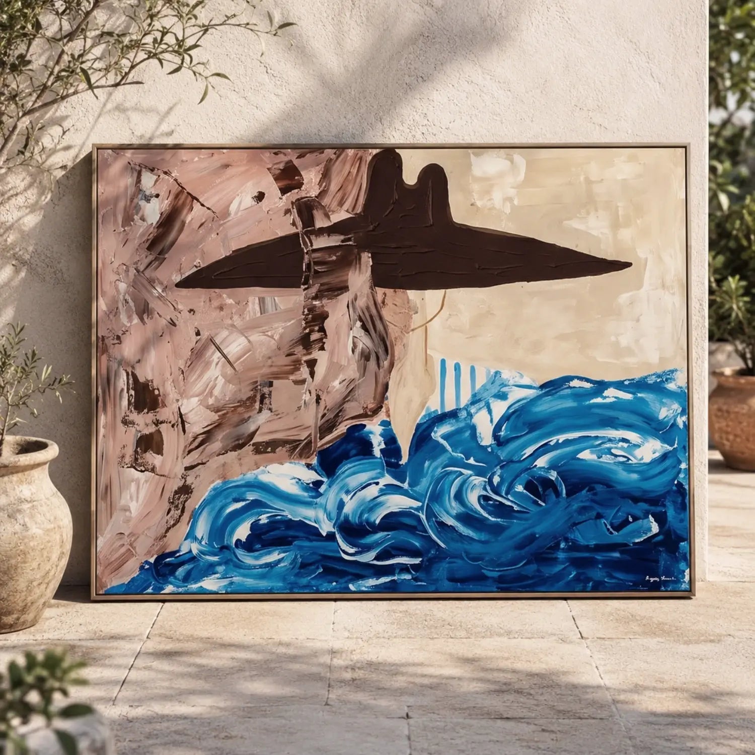Vintage Americana Art | Wave Hat Silhouette Southwest Home Decor Canvas