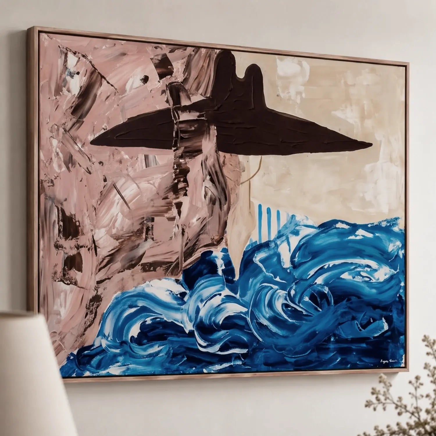 Vintage Americana Art | Wave Hat Silhouette Southwest Home Decor Canvas