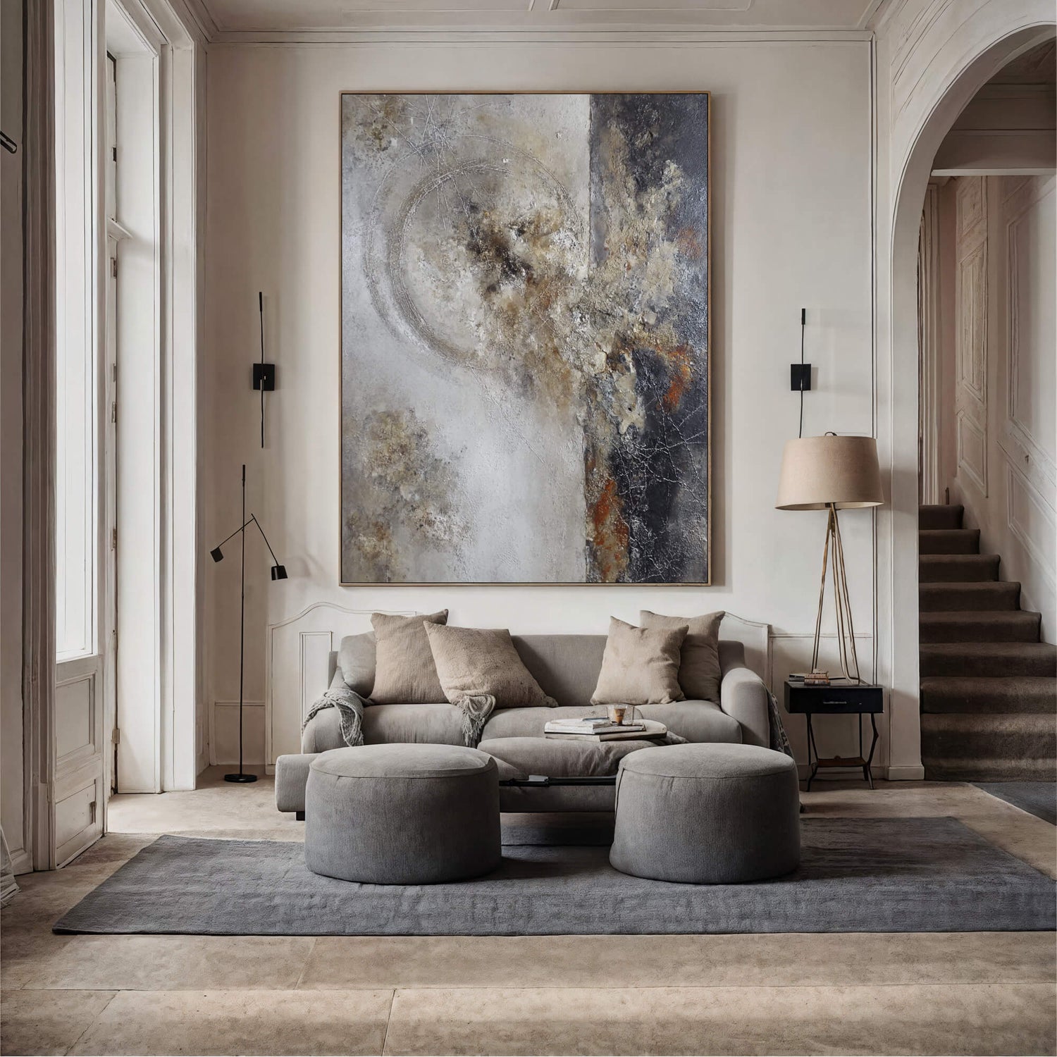 Wabi-Sabi Art | Weathered Circle Divide Weathered Textured Wall Art
