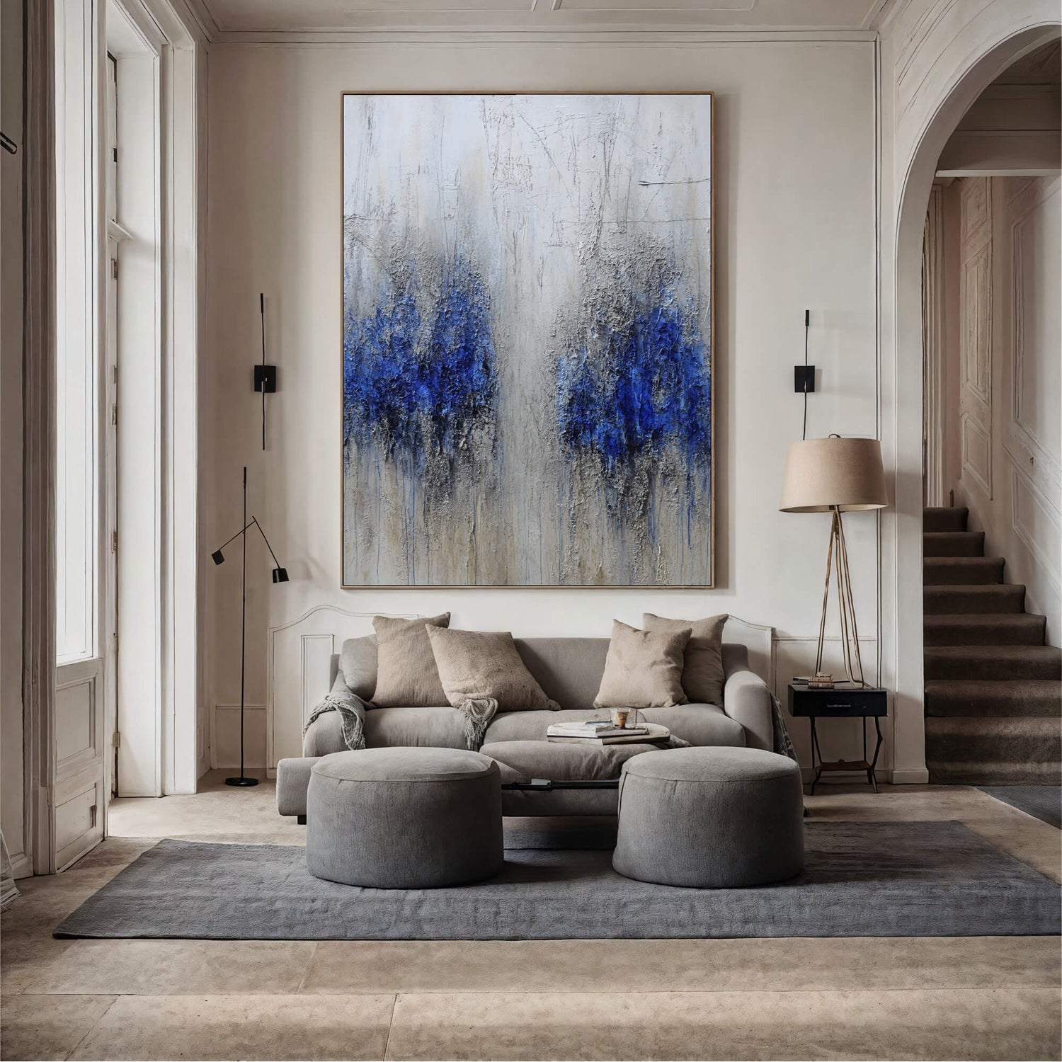 3D-Textured Art | Azure Drip Duet Relief Texture Wall Decor