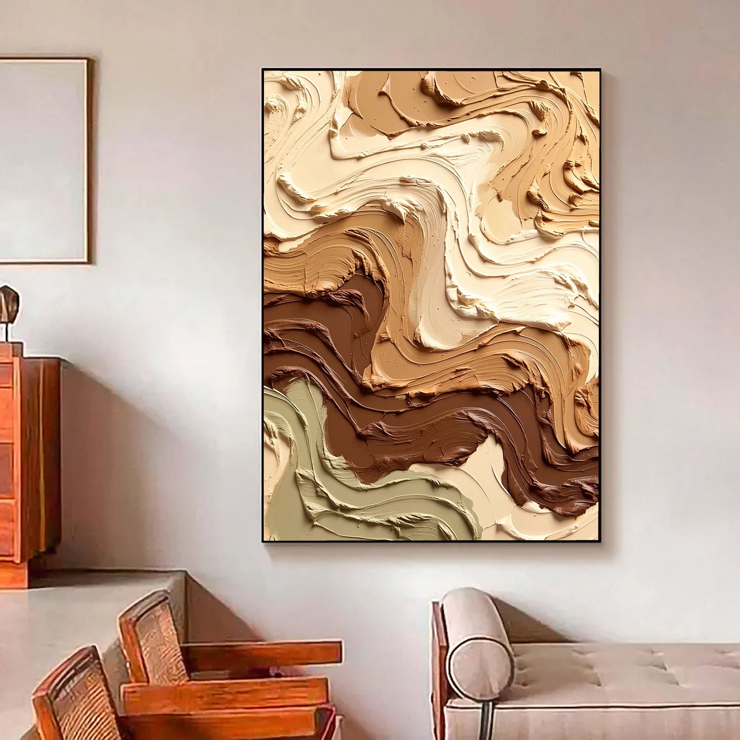 3D-Textured Art | Neutral Swirl Texture Neutral Textured Canvas Wall Art