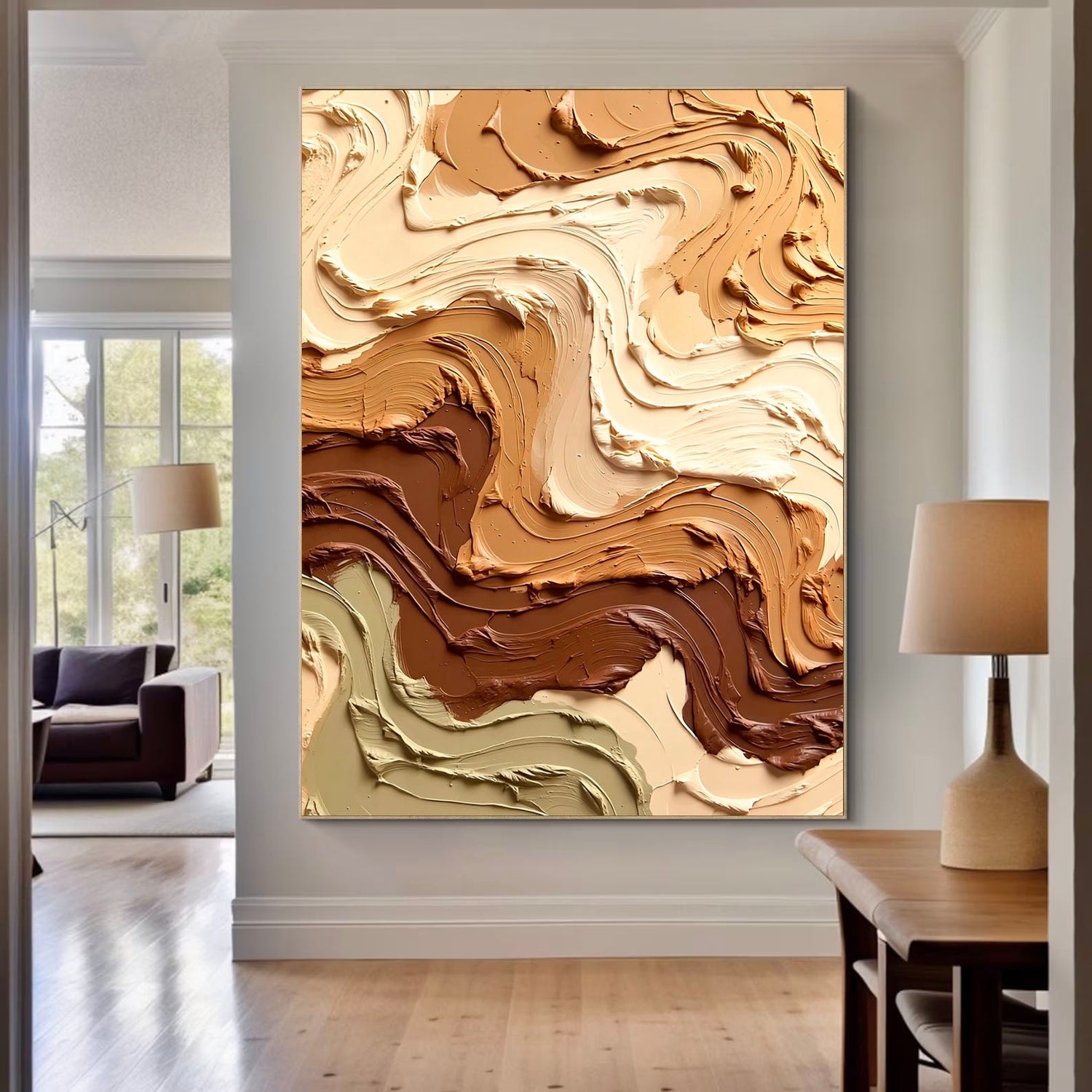 3D-Textured Art | Neutral Swirl Texture Neutral Textured Canvas Wall Art