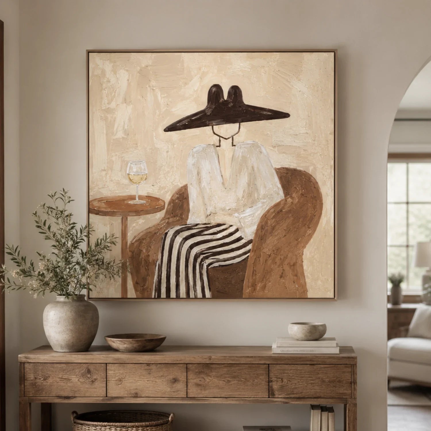 Vintage Americana Art | Hat & Wine Solitude Western Lifestyle Wall Decor