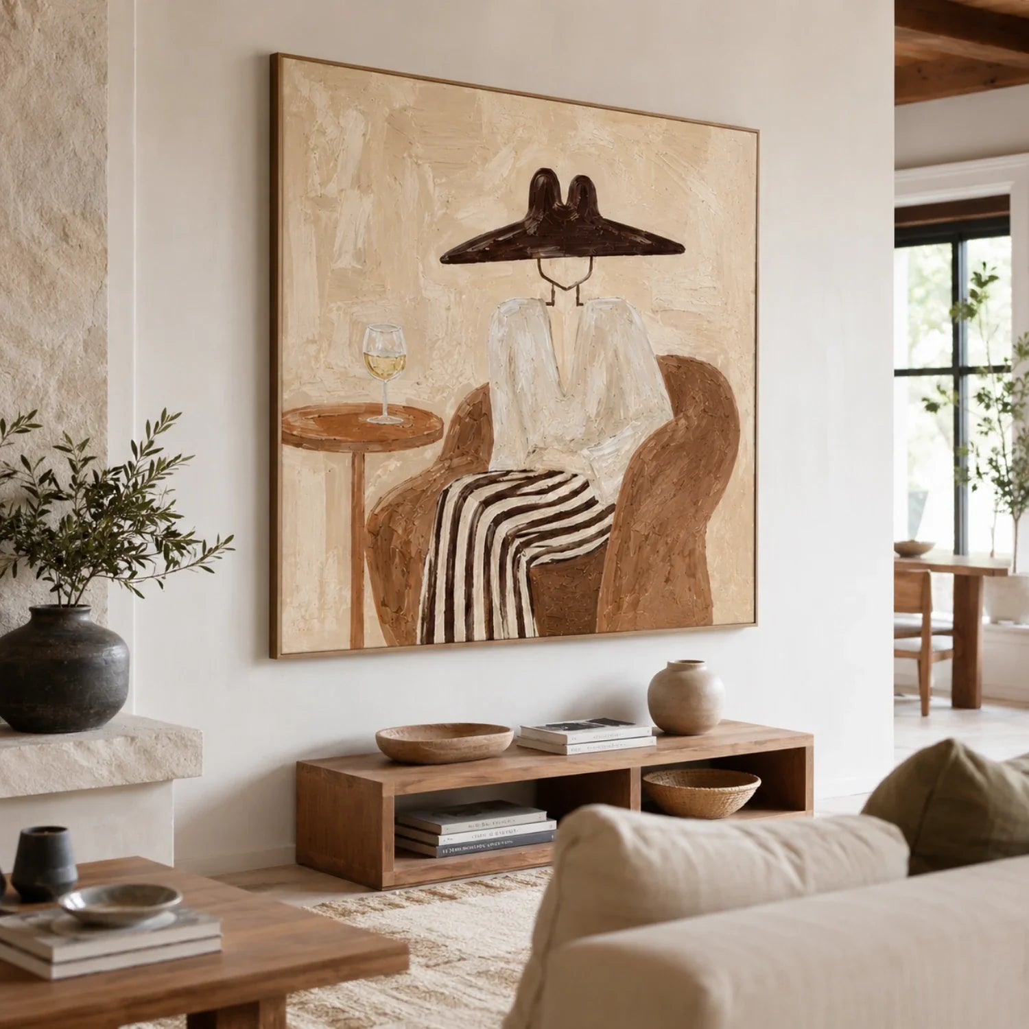 Vintage Americana Art | Hat & Wine Solitude Western Lifestyle Wall Decor