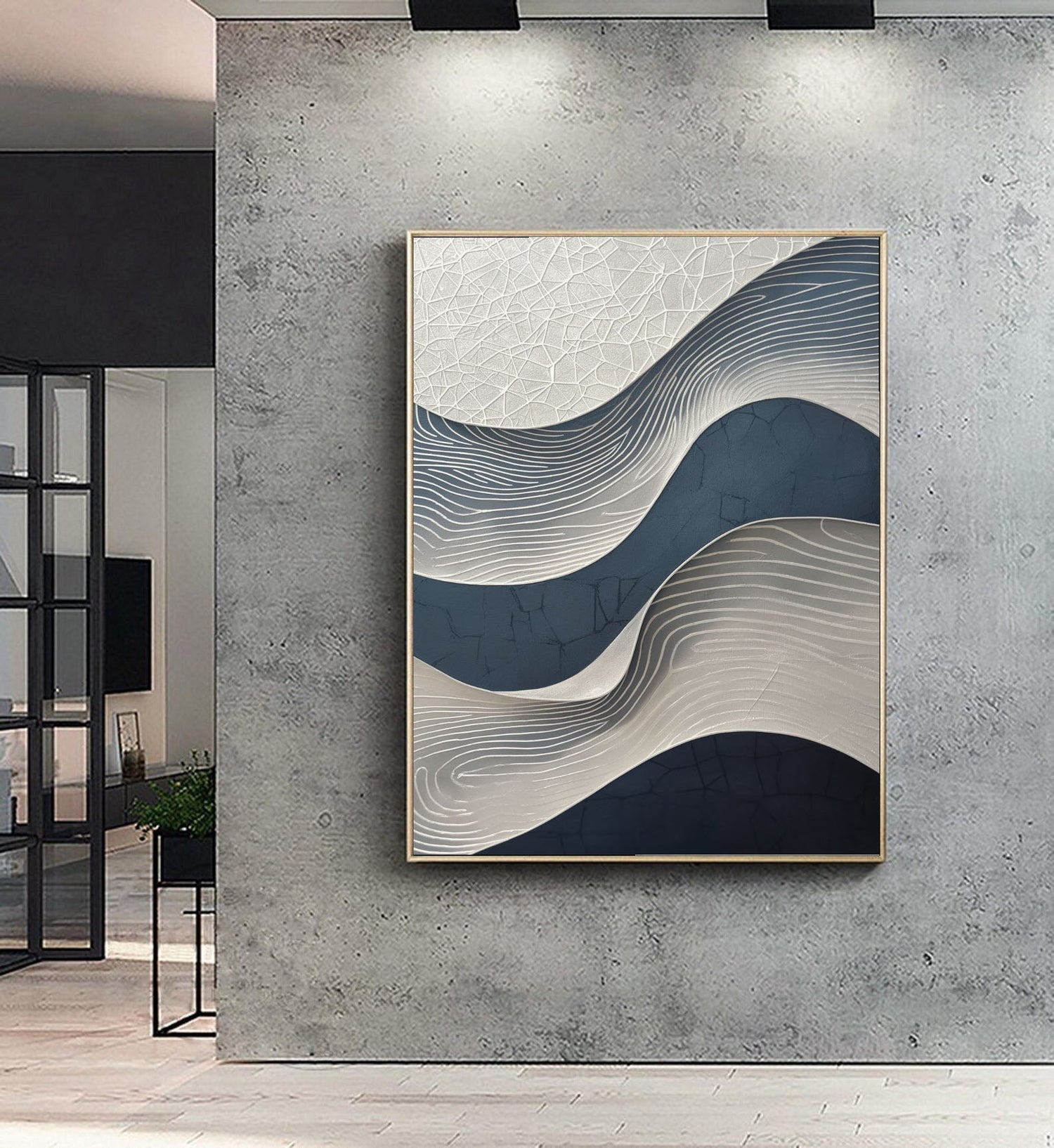 3D-Textured Art | Blue Wave Relief Coastal Textured Wall Art