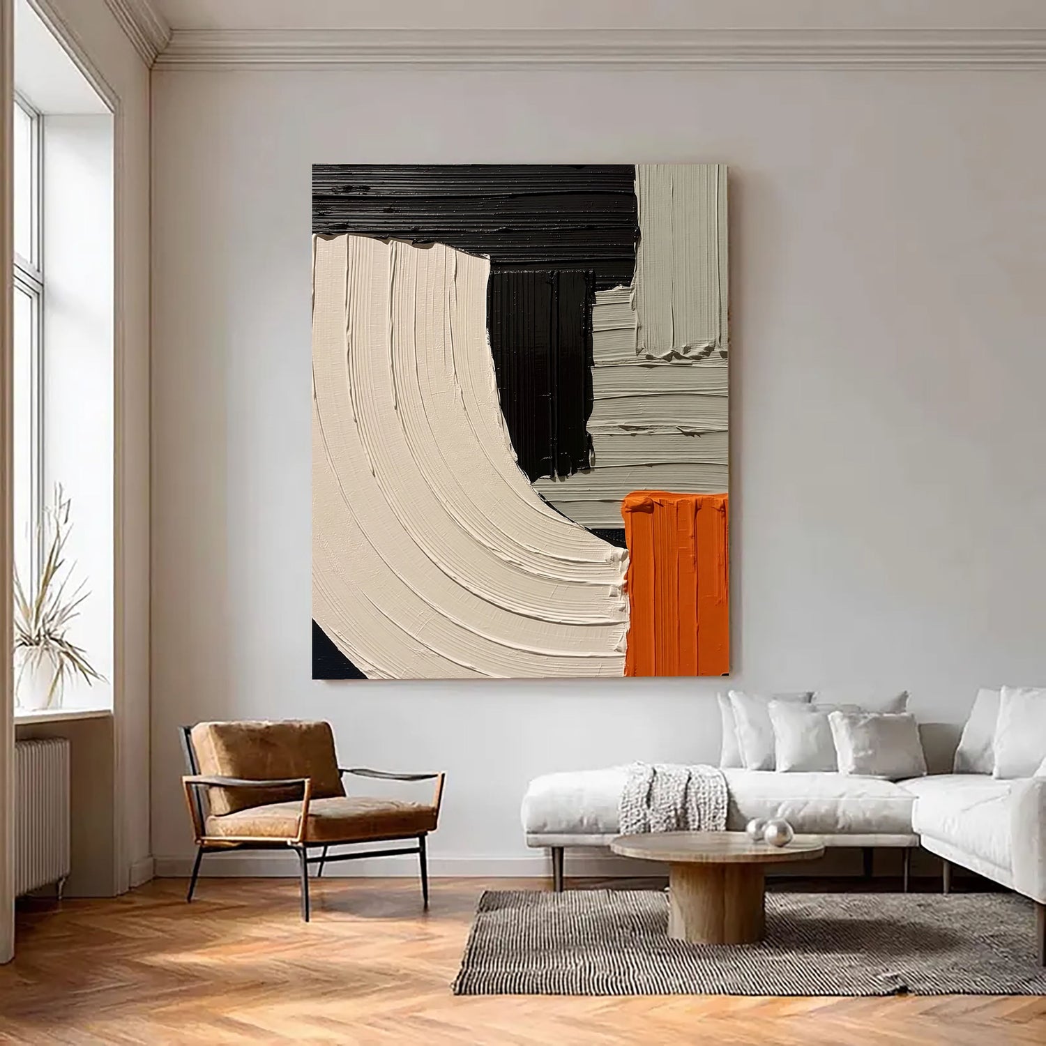 3D-Textured Art | Bold Color Block Flow Dimensional Living Room Wall Art