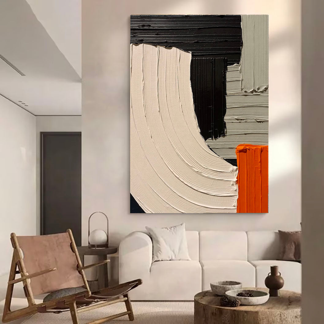 3D-Textured Art | Bold Color Block Flow Dimensional Living Room Wall Art