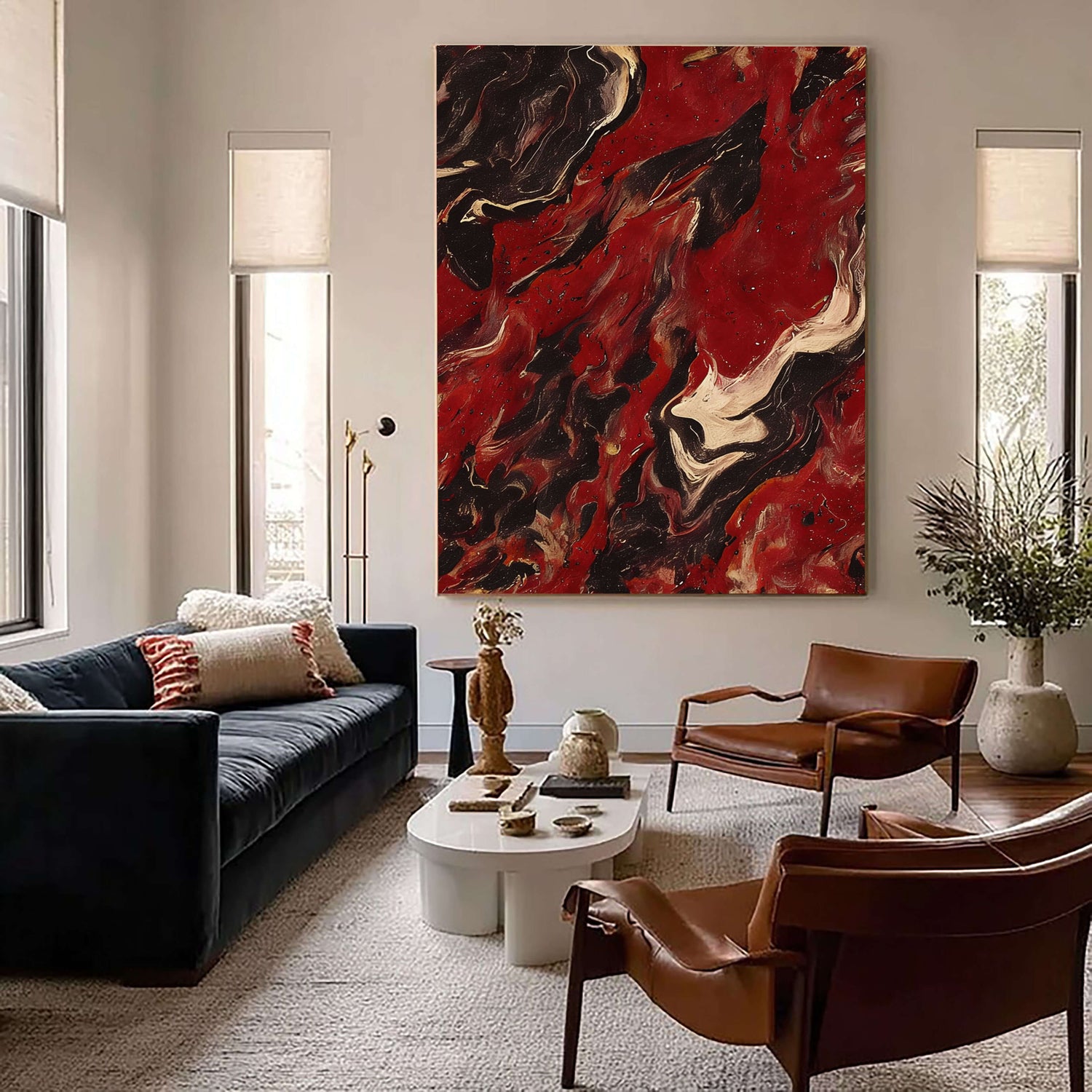 Abstract Art | Fiery Fluid Swirls Abstract Canvas Wall Decor