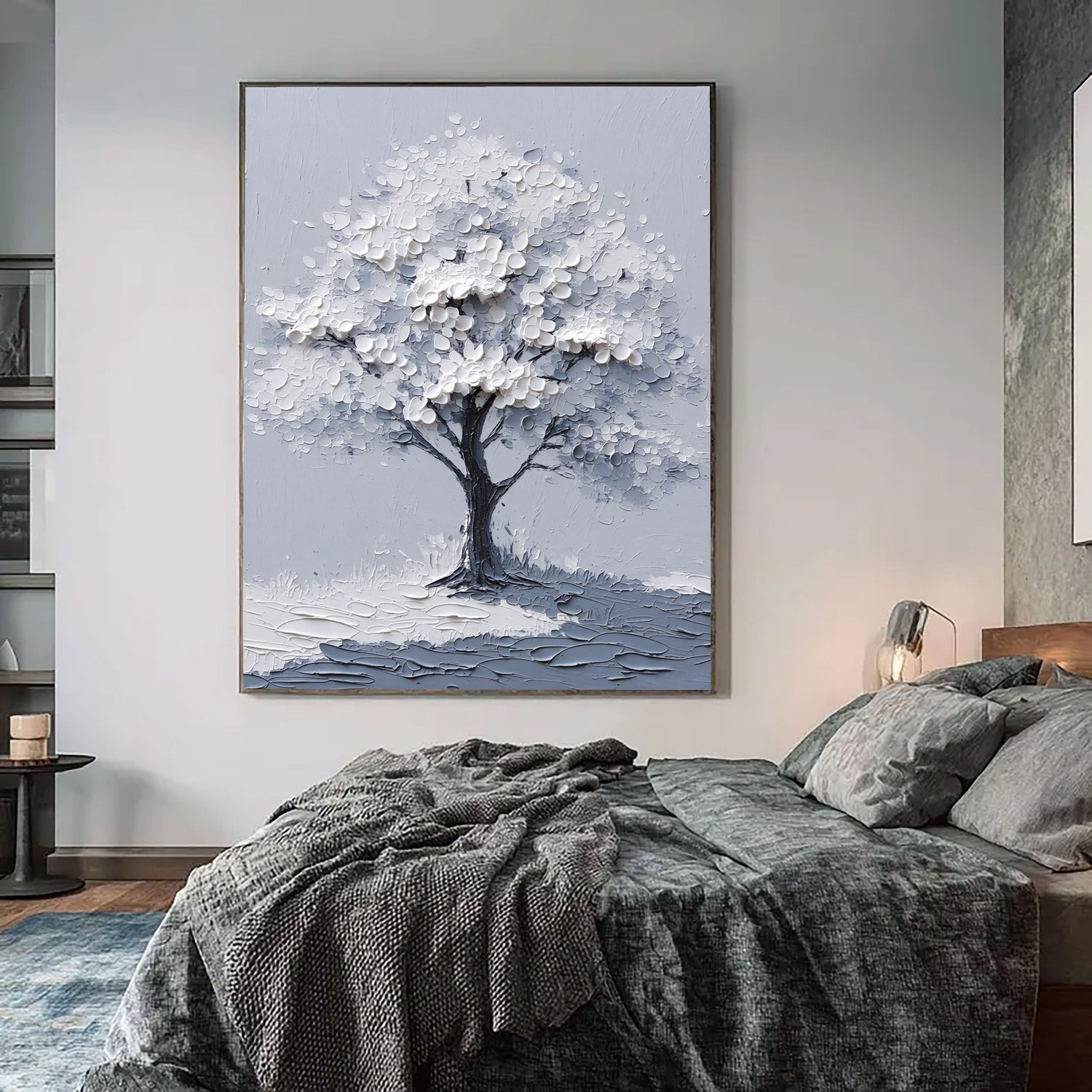 3D-Textured Art | Textured White Blossom Tree Botanical Textured Wall Art