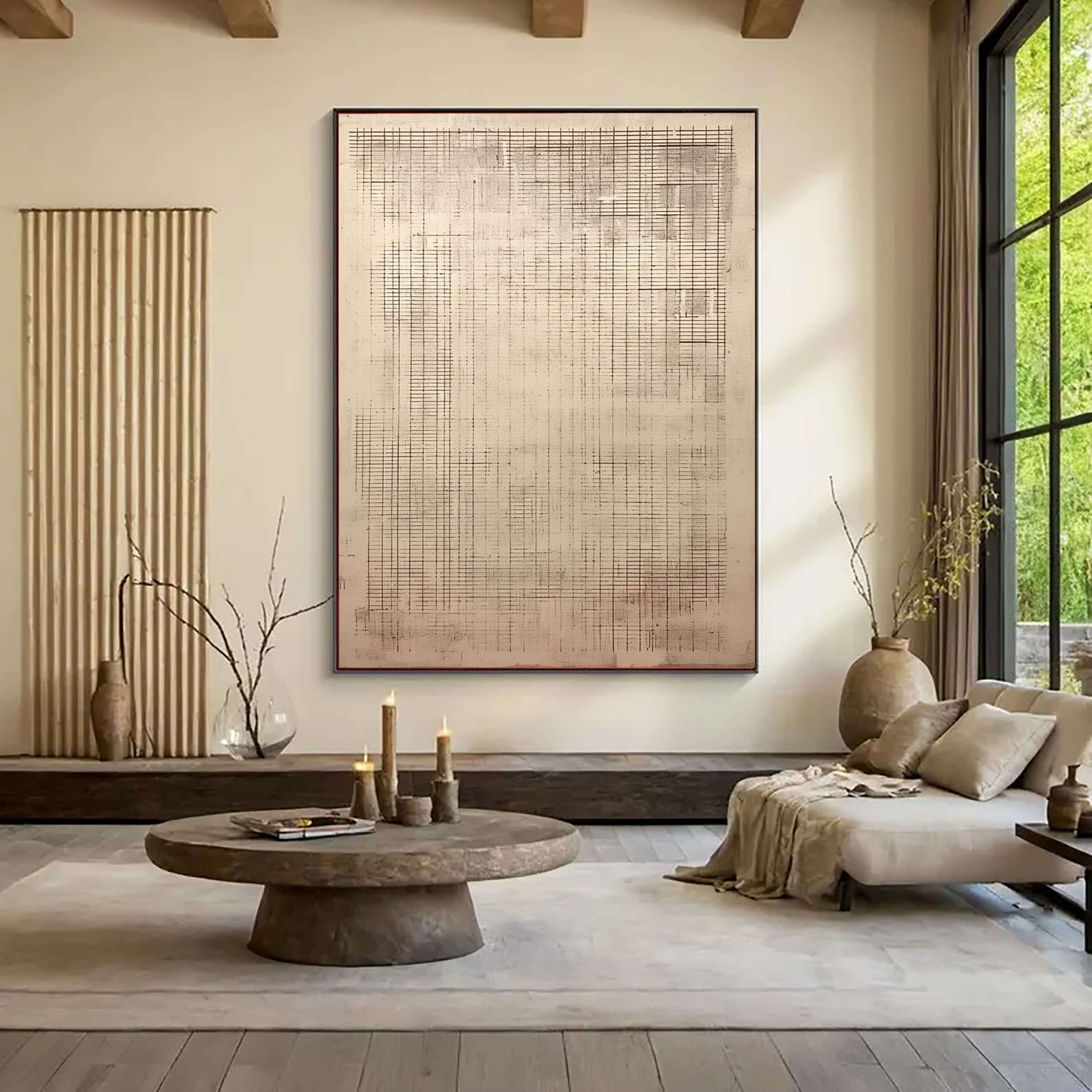 Wabi-Sabi Art | Weathered Grid Meditation Weathered Textured Wall Art