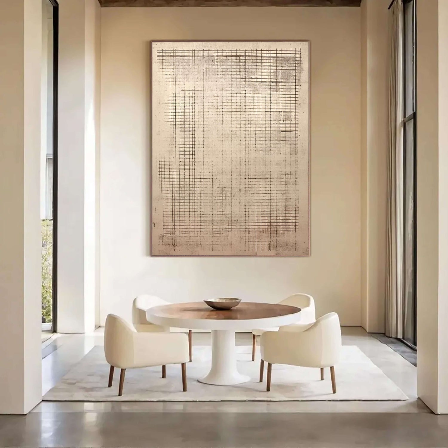 Wabi-Sabi Art | Weathered Grid Meditation Weathered Textured Wall Art