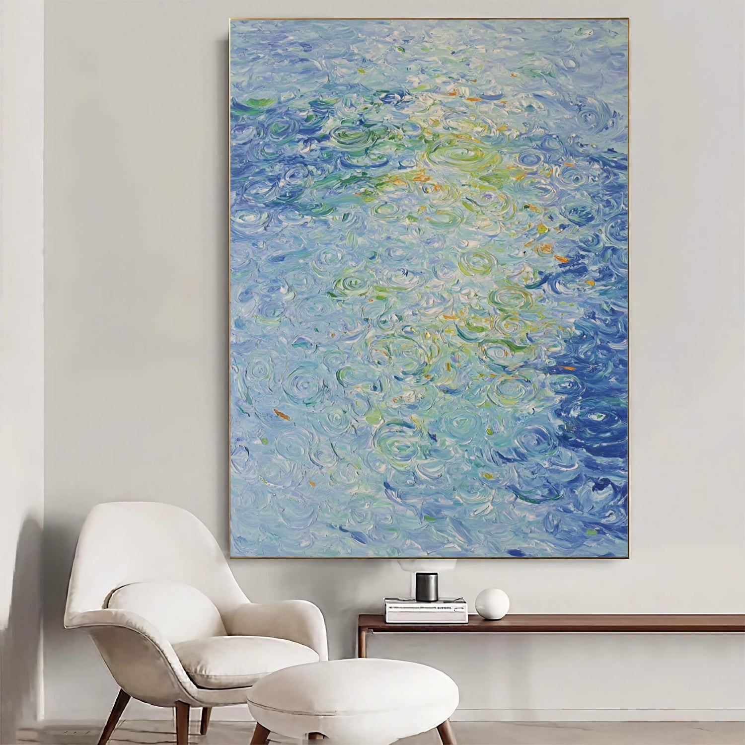 Impressionist Art | Aqua Swirl Glow Floral Canvas Wall Art