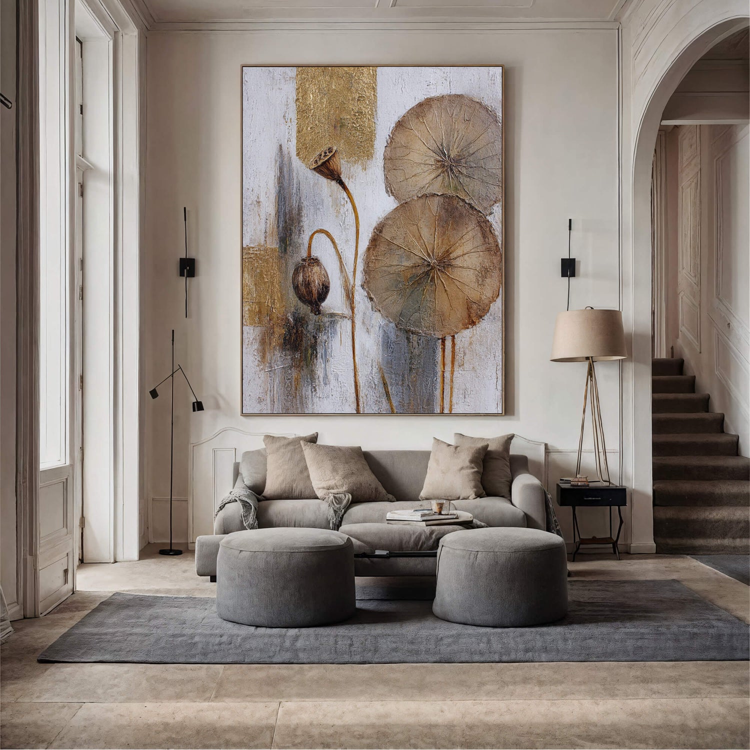 Wabi-Sabi Art | Withered Lotus Pods Calm Bedroom Wall Art