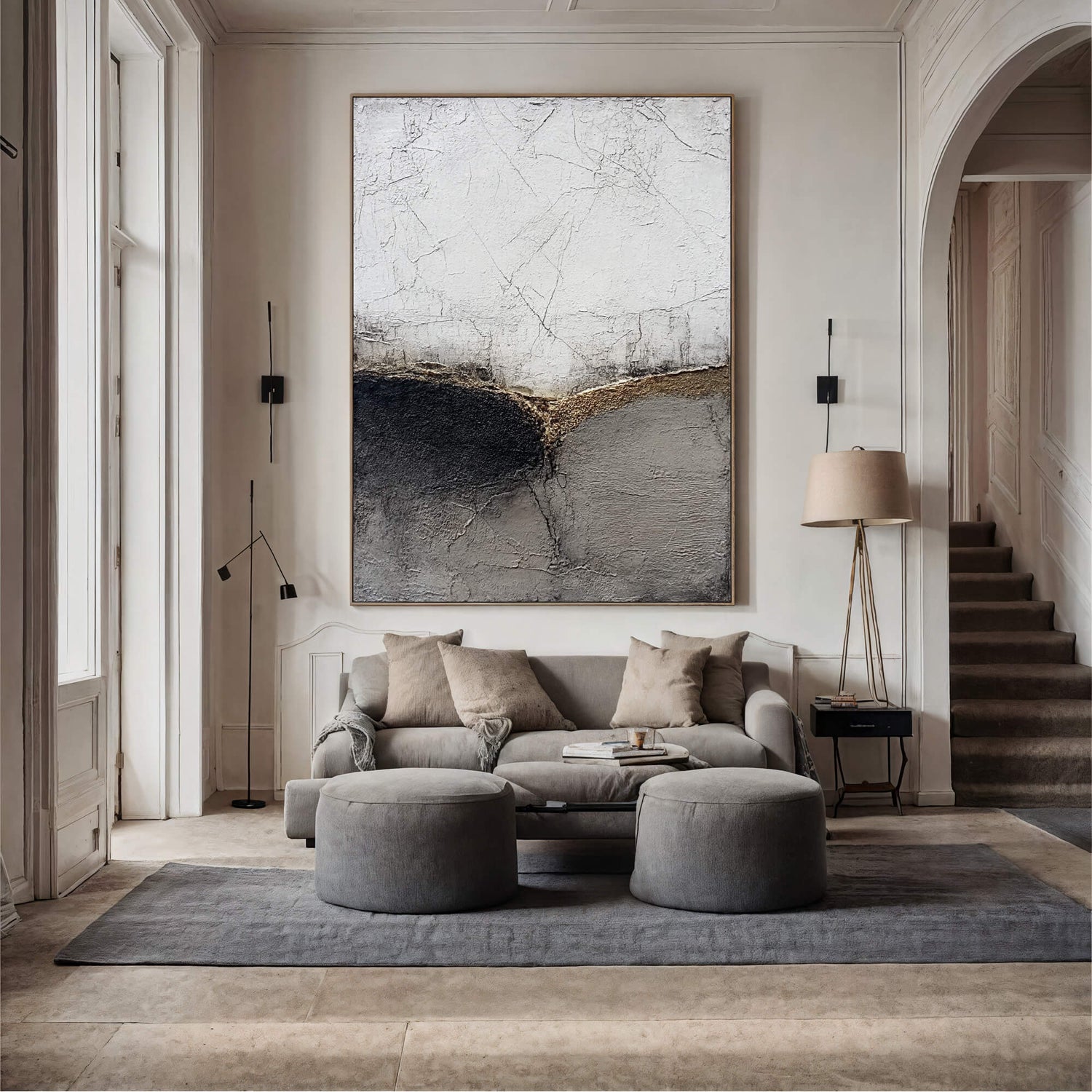 Wabi-Sabi Art | Cracked Horizon Divide Weathered Textured Wall Art