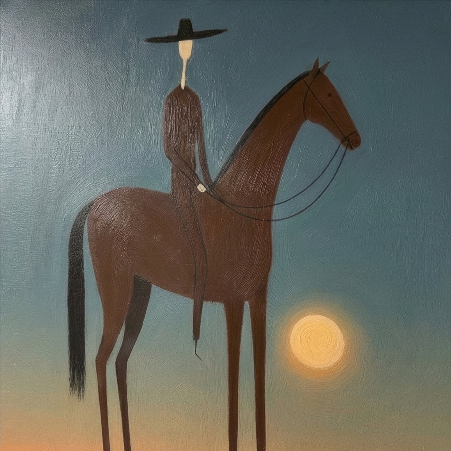 Vintage Americana Art | Sunset Rider Silhouette Western Canvas Wall Decor