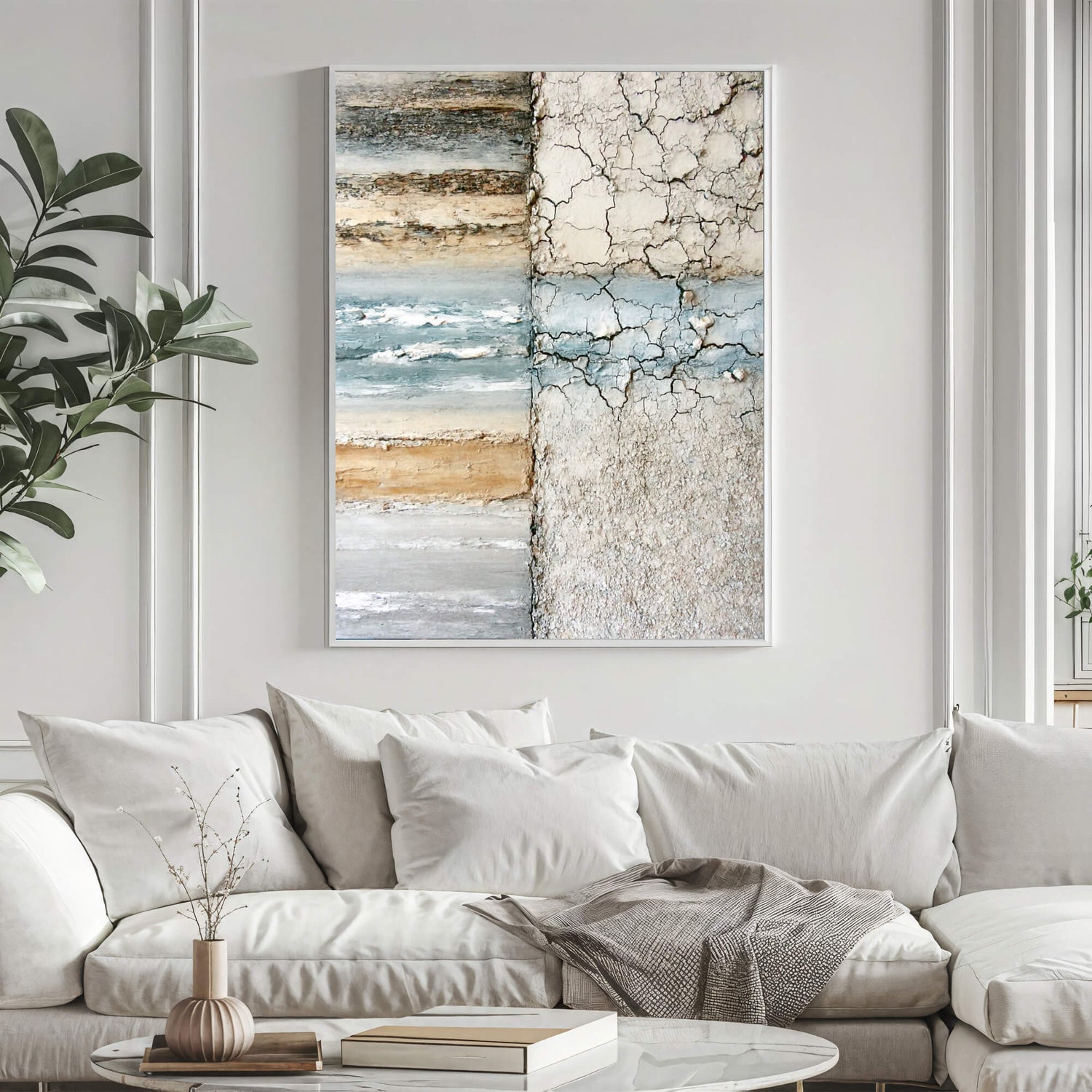 Wabi-Sabi Art | Stratified Cracked Earth Weathered Textured Wall Art