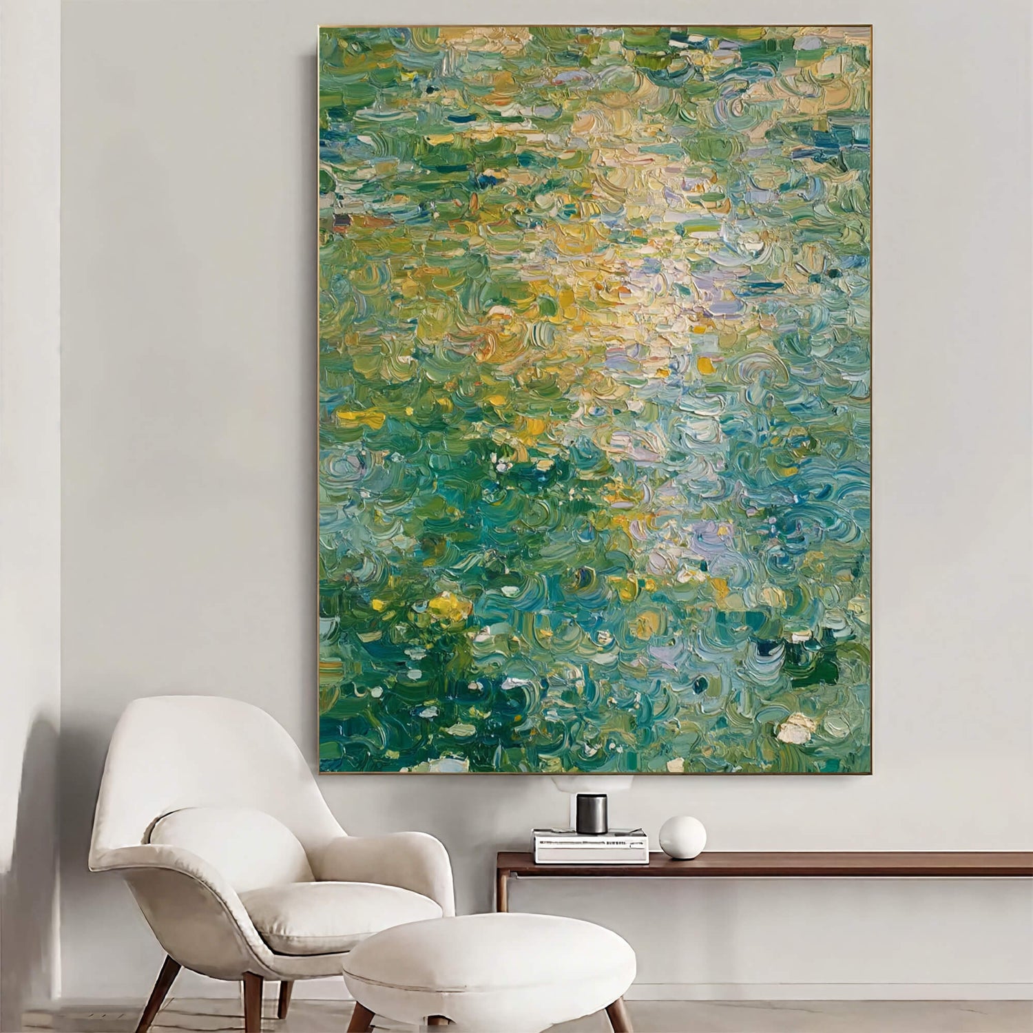 Impressionist Art | Emerald Water Glow Soft Landscape Canvas Wall Art