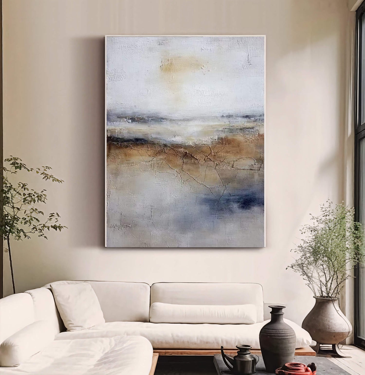 Impressionist Art | Cracked Horizon Glow Soft Living Room Wall Decor