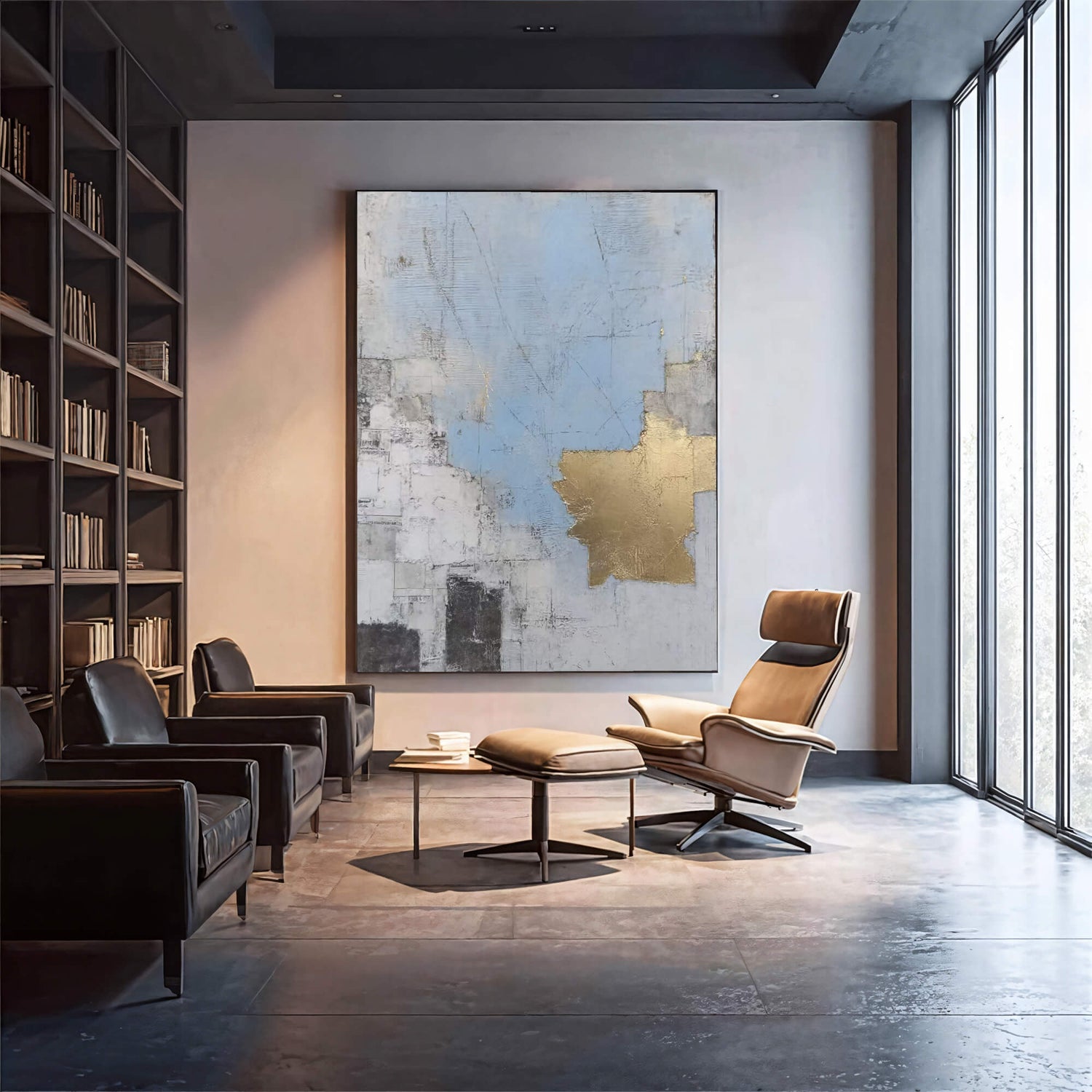 Contemporary Luxe Art | Gilded Blue Collage Gold Accent Luxury Wall Art