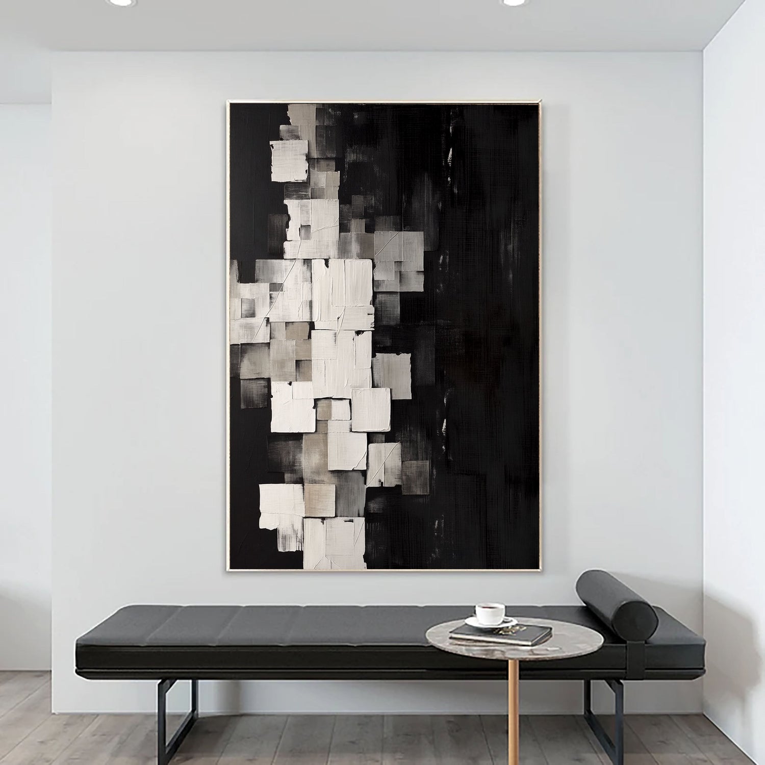 Wabi-Sabi Art | Weathered Monochrome Mosaic Weathered Textured Wall Art