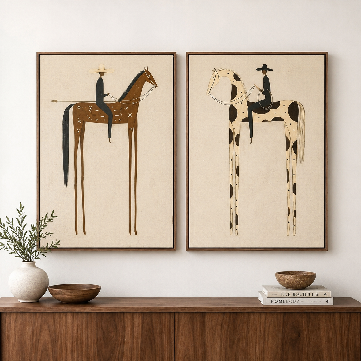 Vintage Americana Art | Twin Bearings Western Gallery Wall Decor