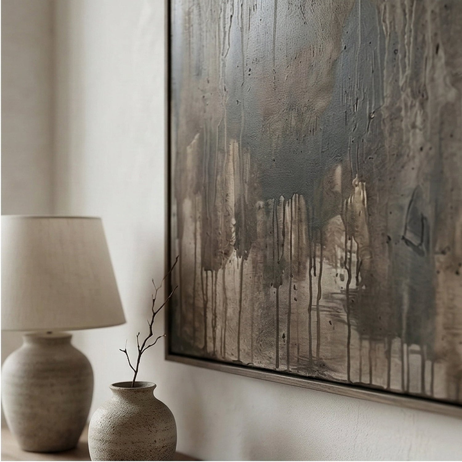Wabi-Sabi Art | Midnight Ember Veil Organic Texture Canvas Wall Art