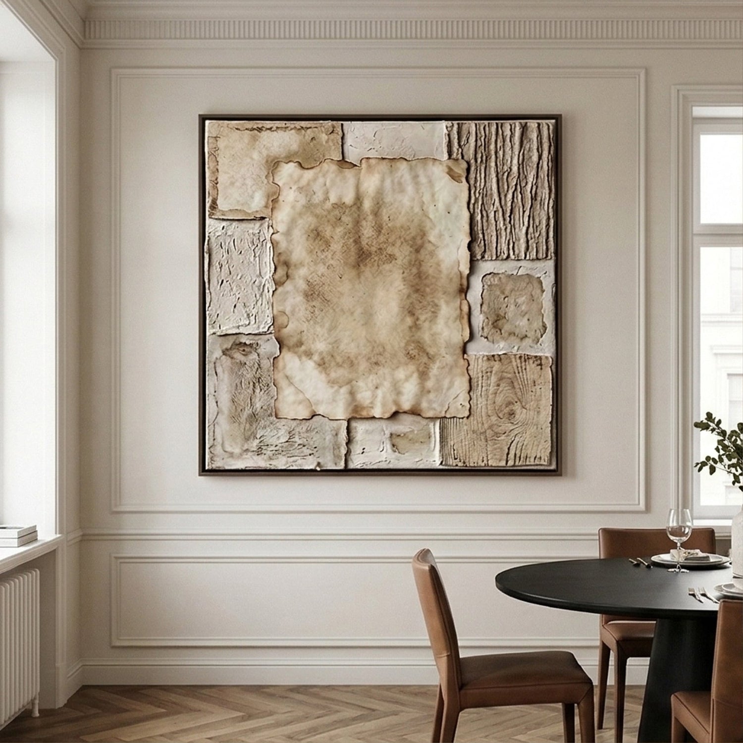 Wabi-Sabi Art | Aged Linen Layers Weathered Textured Wall Art