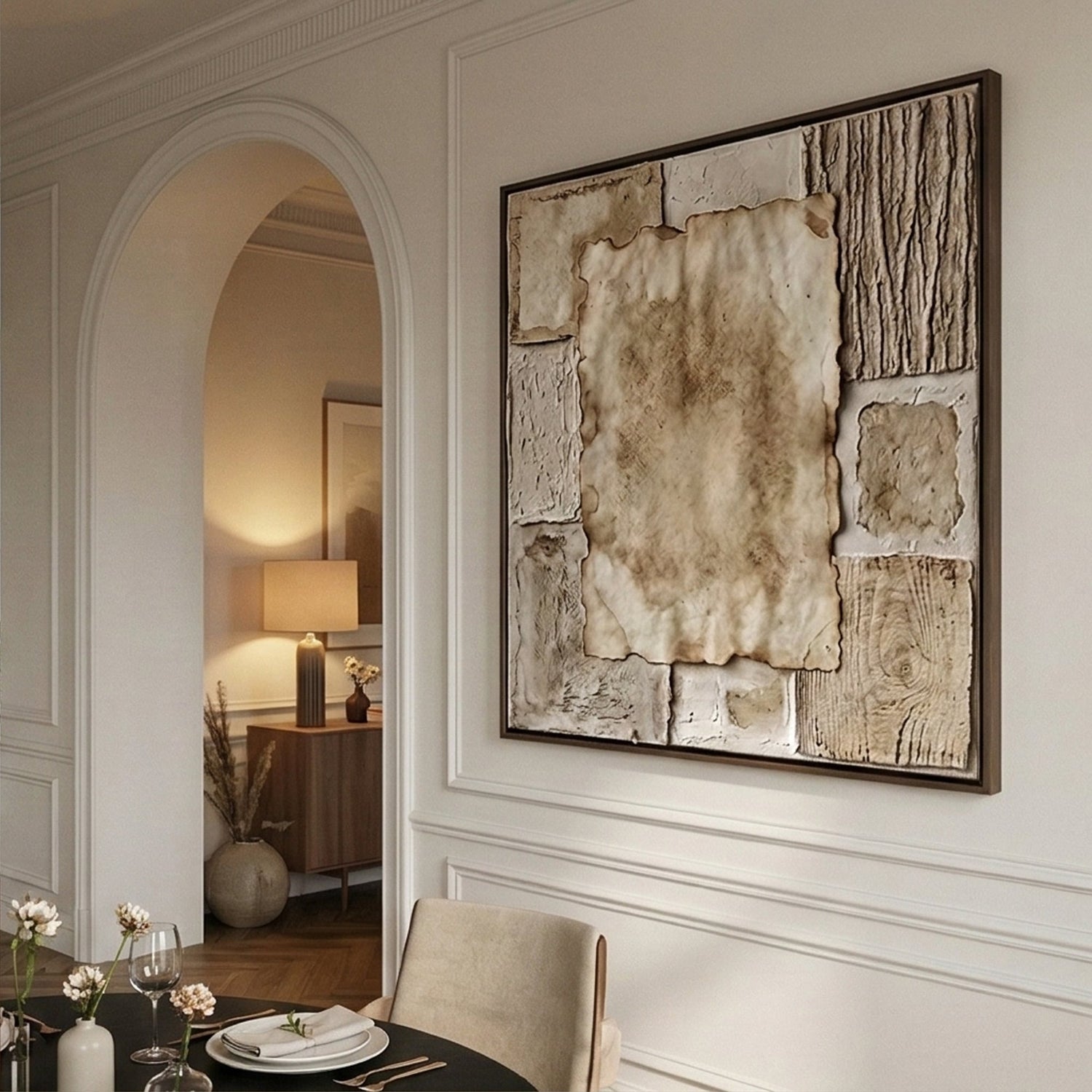 Wabi-Sabi Art | Aged Linen Layers Weathered Textured Wall Art