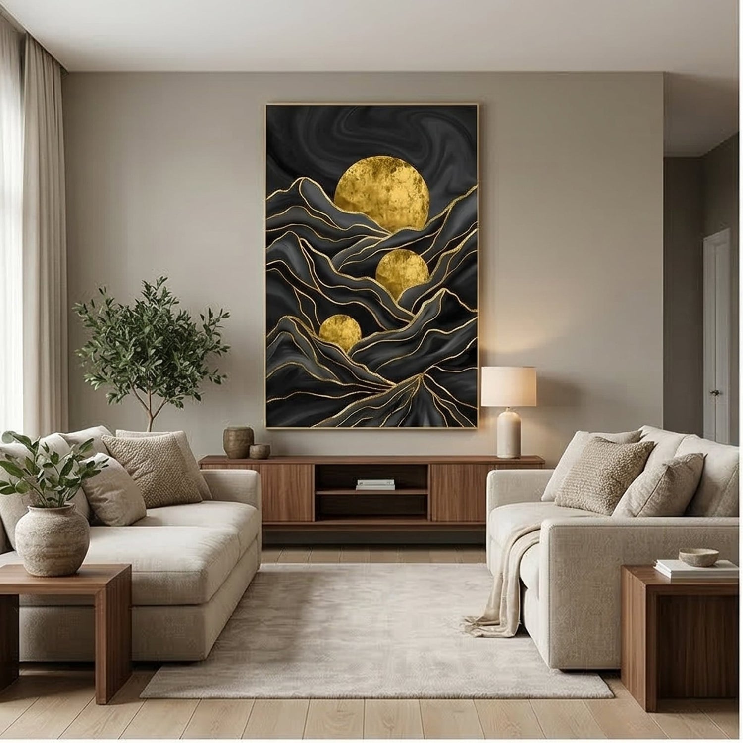 Contemporary Luxe Art | Golden Horizon Echo Gold Accent Luxury Wall Art