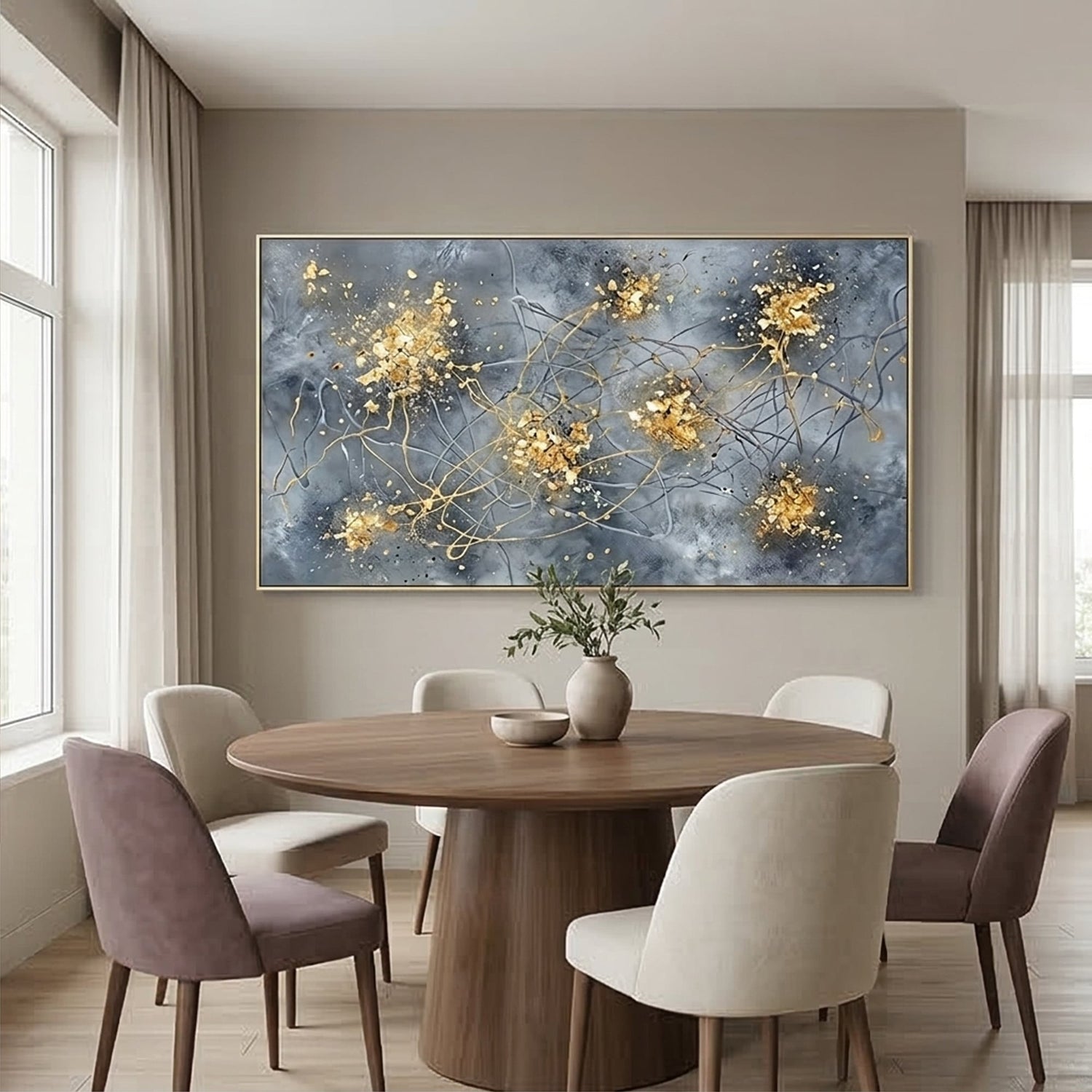 Contemporary Luxe Art | Golden Ember Bloom Gold Accent Luxury Wall Art
