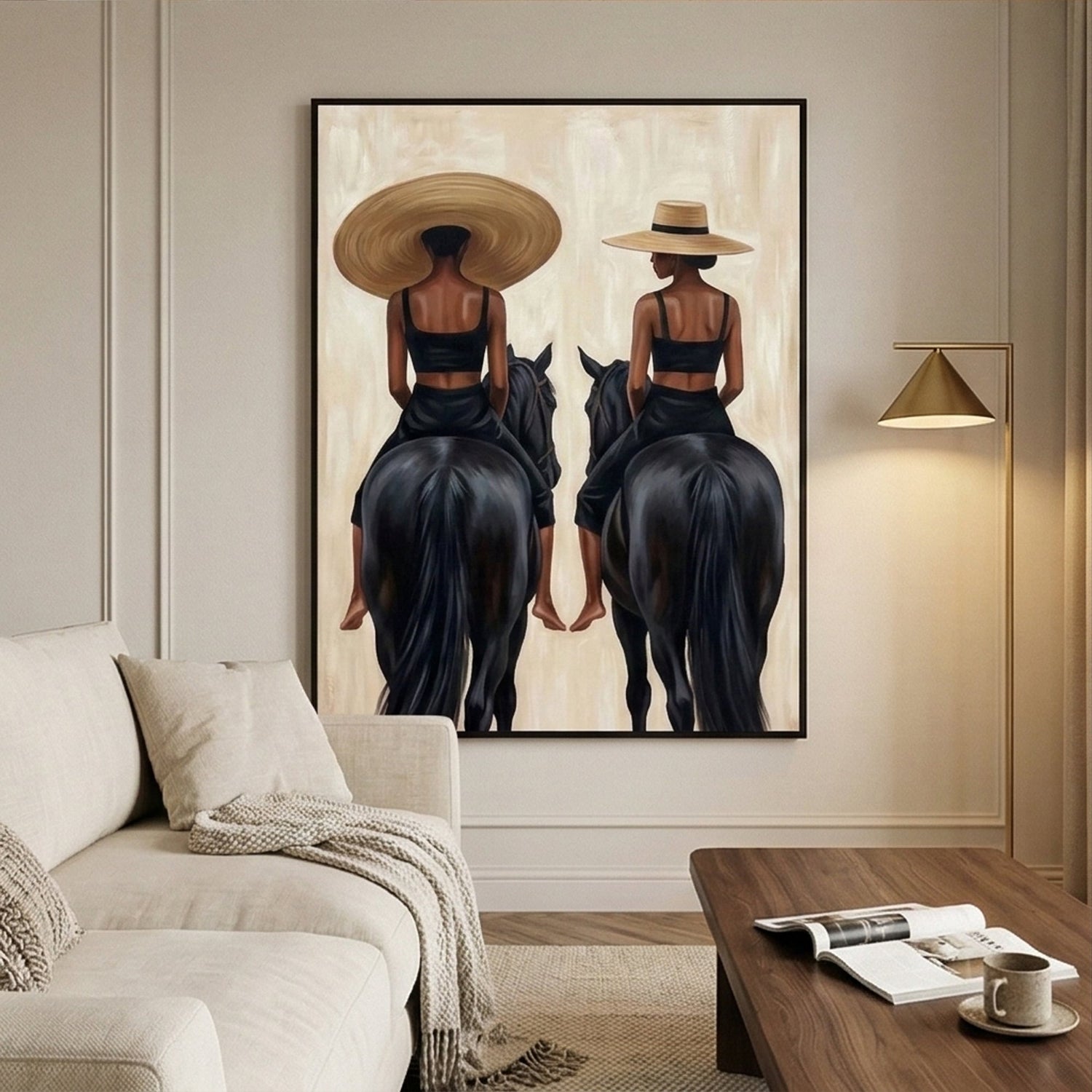 Vintage Americana Art | Golden Saddle Poise Western Canvas Wall Decor