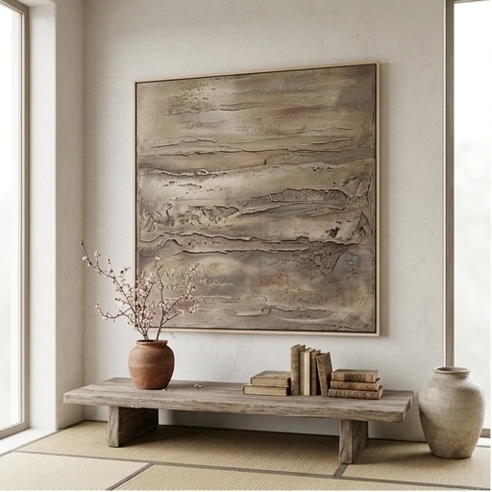 Wabi-Sabi Art | Earthy Texture Flow Neutral Earth Tone Wall Art